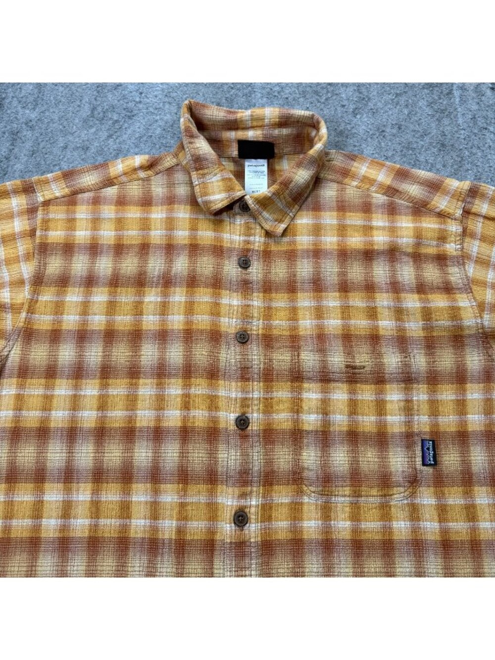 Patagonia A/C Shirt Men L Yellow Red Gauze Plaid 52921 Organic Button Down